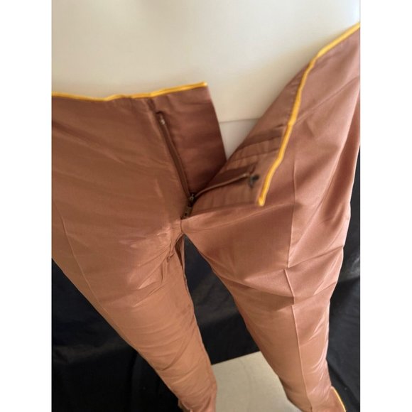 NWT Authentic Gucci Pants Dress Brown Gold Trim Seta Silk Straight Leg 40 US 4 S - Picture 11 of 12
